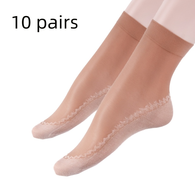 TEMU 10 Pairs Spring Summer Women's Short Socks, High-elastic Quick-dry, Lightweight And Breathable Non-knot Medium-thin Style, Suitable For Daily