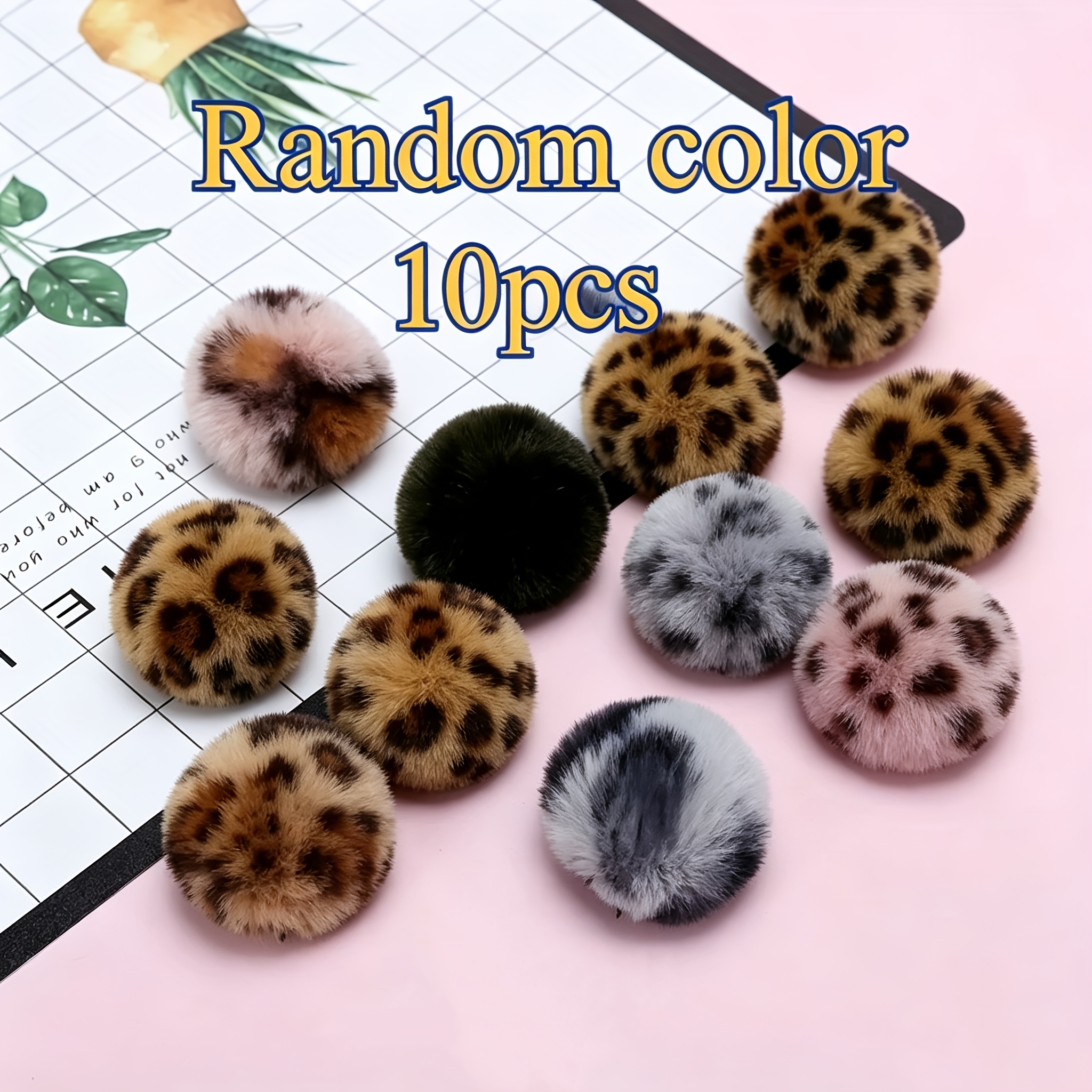 TEMU 10/ stuks kattenspeelgoedballen, pluchen ballen met luipaardprint in willekeurige kleuren, zachte universele speelbal voor katten en honden voor