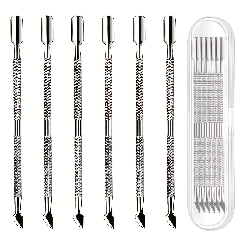 Temu – TEMU 6pcs Nail Cleaning Cuticle Steel Pusher, Manicure Tools, Home Care Tools, Cuticle Removal, Cleaning Nail Dirt, Gel Polish Removal, Comes With