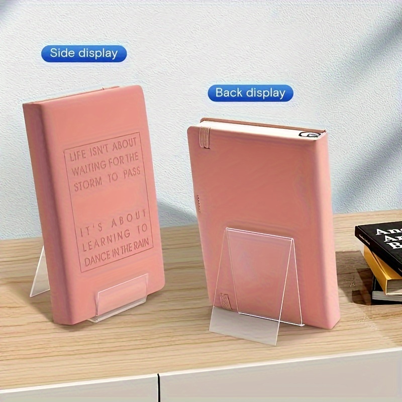 TEMU 2pcs Acrylic Bookends - Polished Clear Display Stands For Books, Notebooks, Albums & Magazines - Supplies