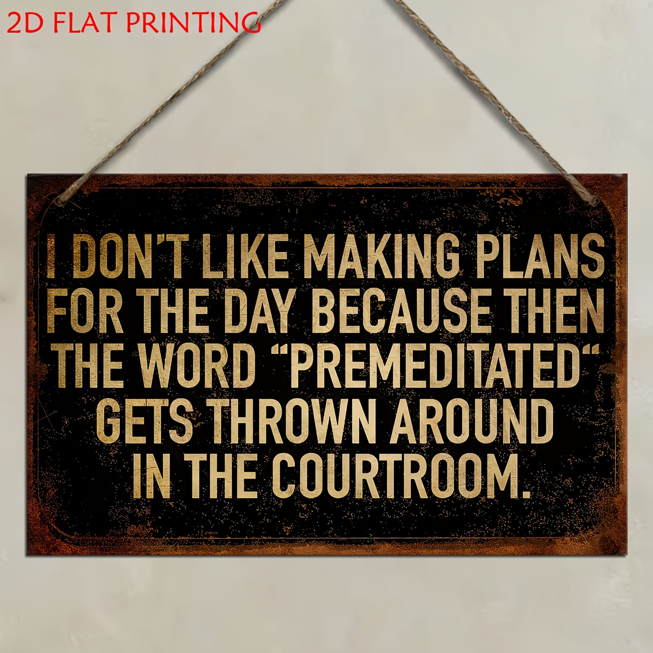 TEMU 2d Flat, 1pc Wooden Decorative Sign & Plaque, Vintage "'t Like Making Plans For Today" Sign, Wall Decor Suitable For Man Cave, Garden, Bar,