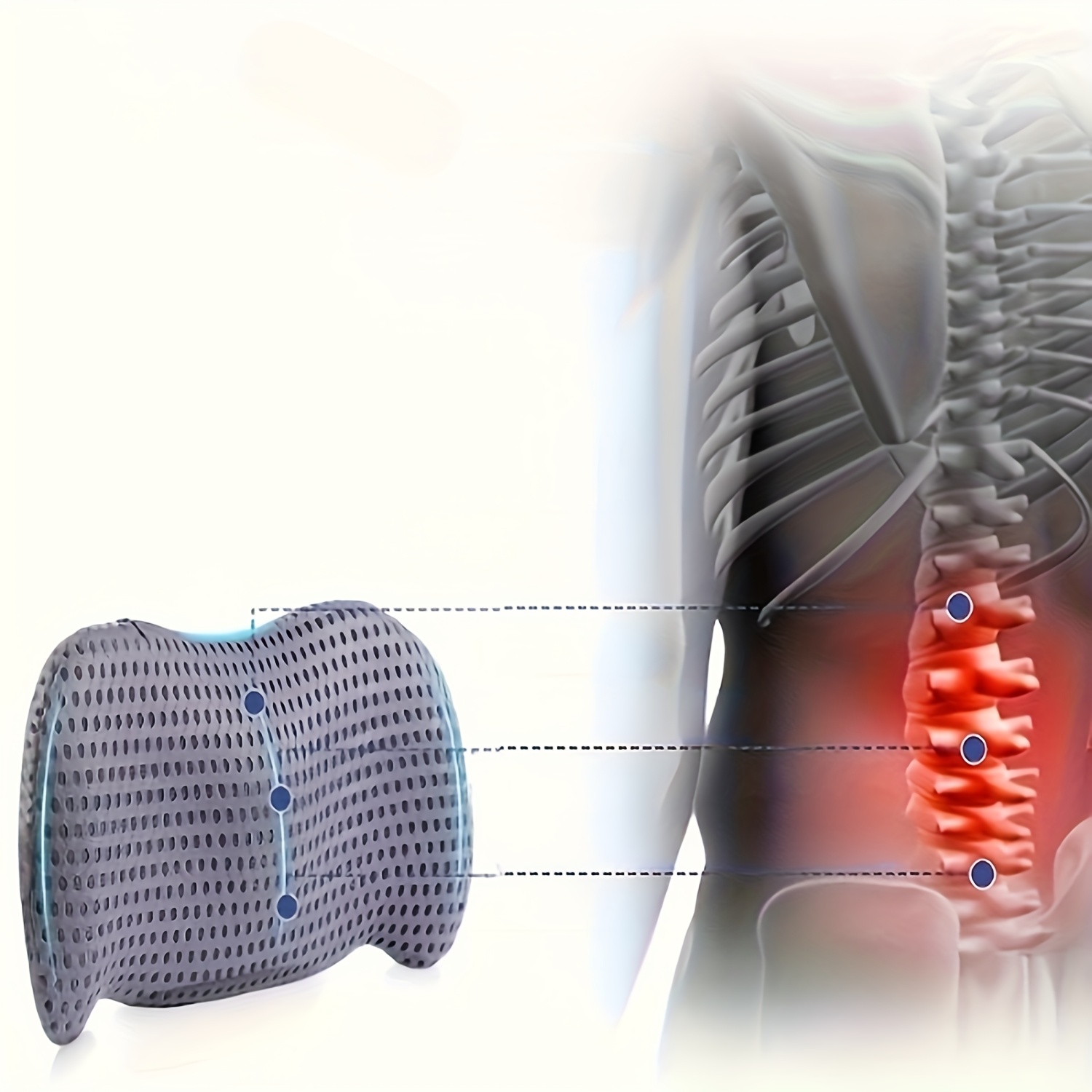 ergonomic lumbar support pillow with adjustable seat belt pillows for office chairs cars and beds black orthopedic design for spinal   chair pillow   pillow lumbar support pillow Product details 3