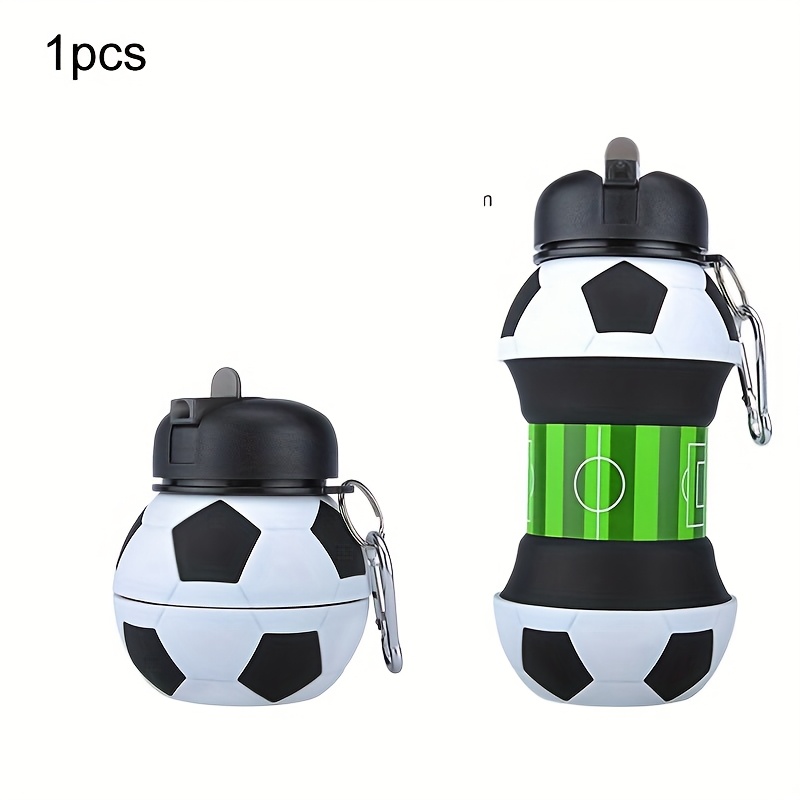 Image of 1pc Foldable Silicone Sports Water Bottle- Portable, High-temperature Resistant, Leak-proof, With Carabiner Clip For Outdoor Activities, Camping, Picnic, Travel- Uncharged, Single Pack