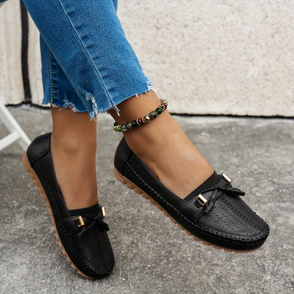 stylish versatile ladies flat loafers large size Temu United