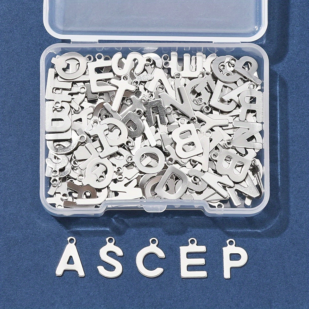 

200pcs 26 Style 201 Stainless Steel Alphabet Charms, Stainless Steel Color Letter Pendants For Diy Jewelry Making Kit
