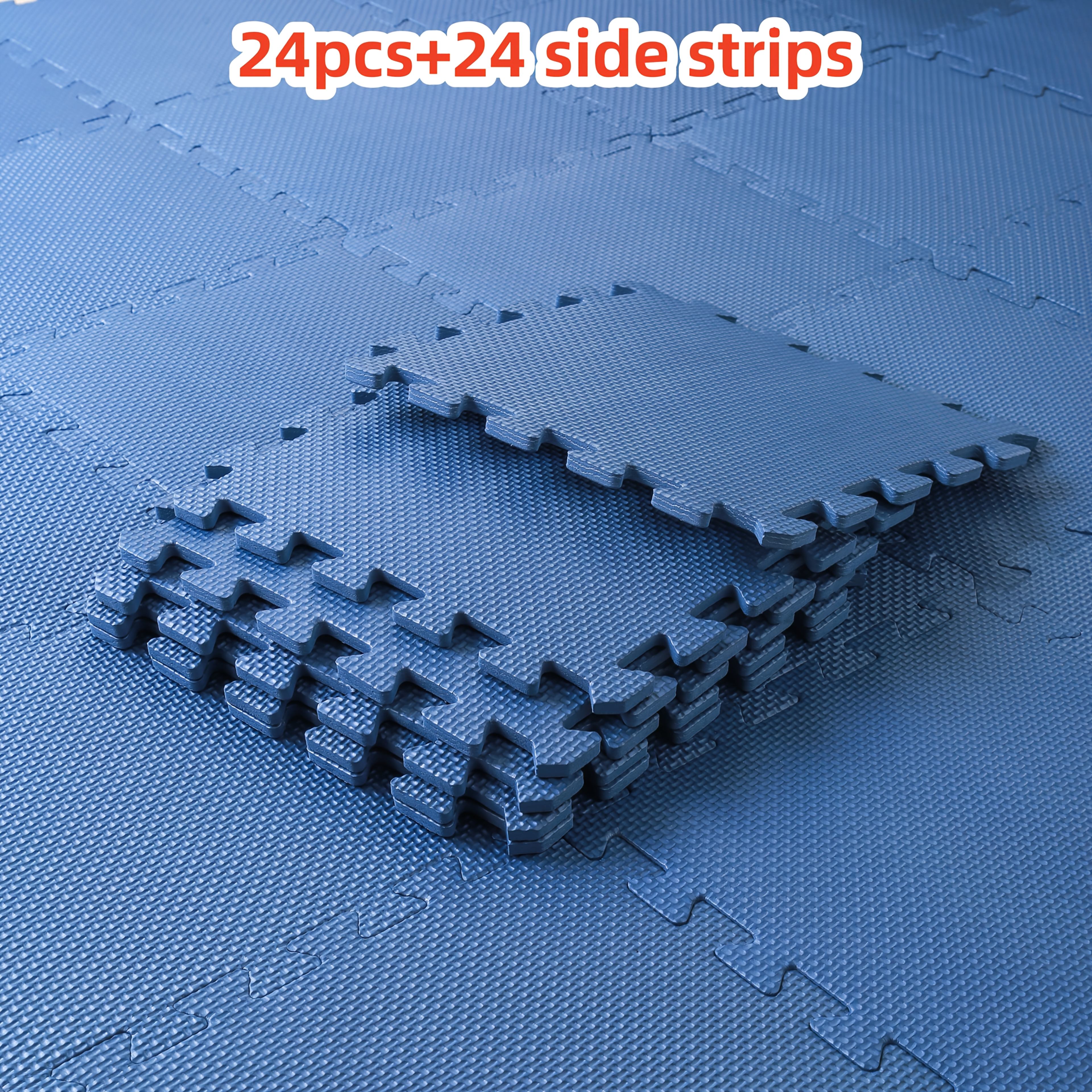 TEMU 24pcs Of Interlocking Eva Fitness Mats + 24 Edge Strips, Measuring 30cm In Length, 30cm In Width, And 1cm In Height, In 11 Colors Of - Soft,