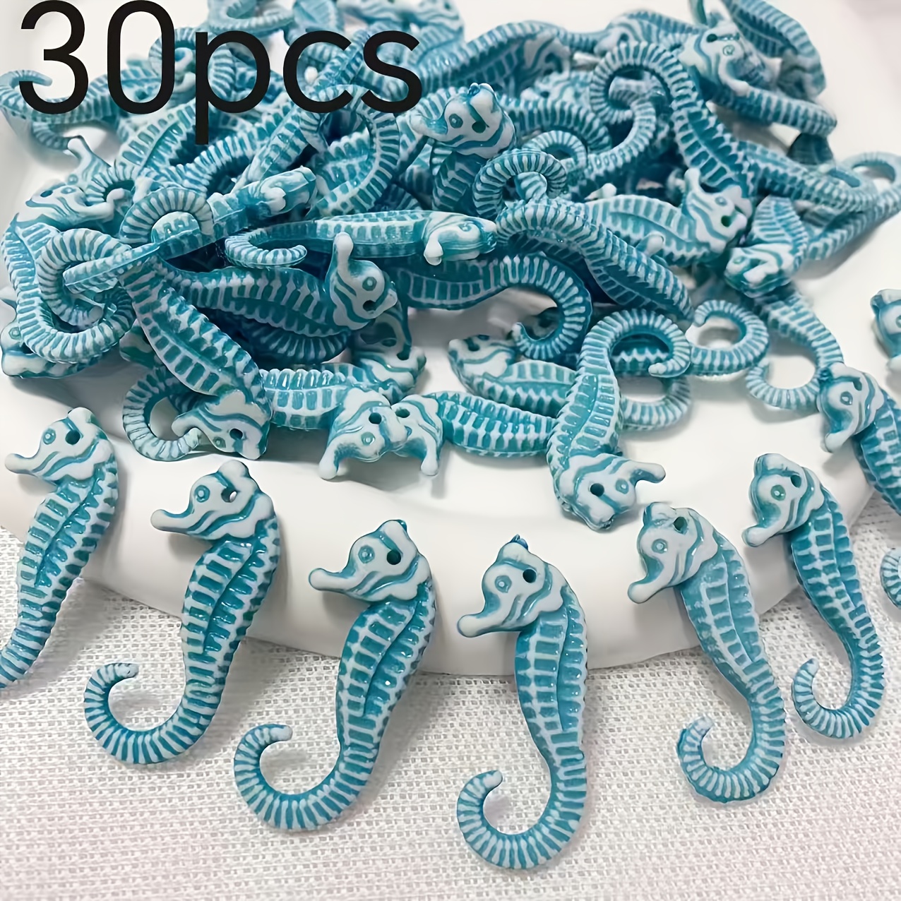 E-shop 30 Stück handgefertigte böhmisches blaues Seepferdchen Anhänger Charms - Ozeanwesen Schmuckzubehör für Armband Halskette Ohrringe, Strand