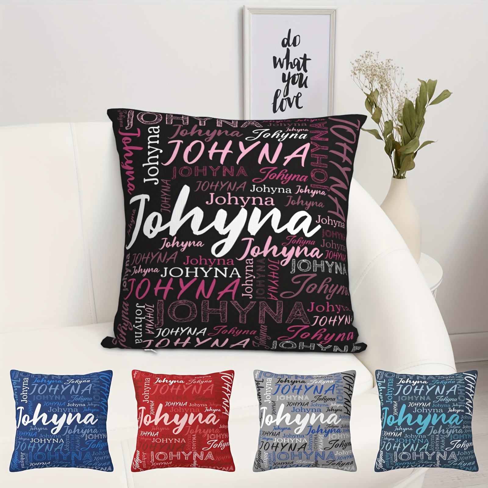 

Personalized Name Sofa Pillow Cover 18"x18" - Custom Gift For Mom & , Christmas, Birthdays & Housewarming