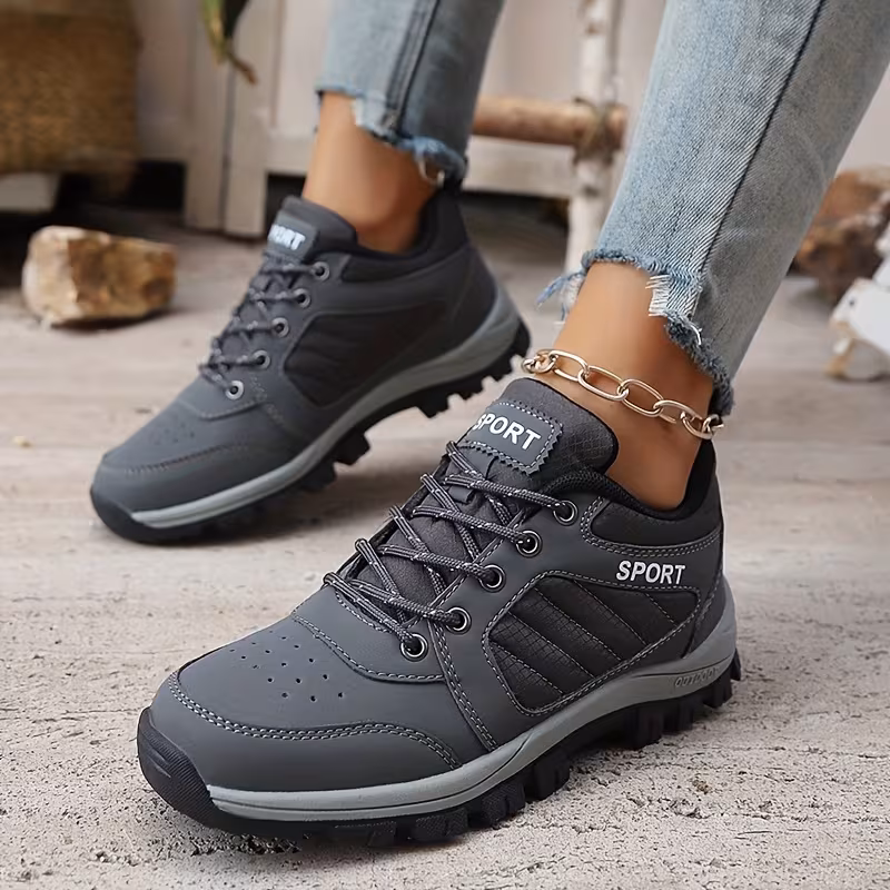 womens outdoor sneakers non slip cushioned platform sole gym hiking running sneakers lace up closure black lightweight durable for everyday formal events ladies sneakers hiking footwear sporty design breathable fabric comfortable footwear women Product details 4