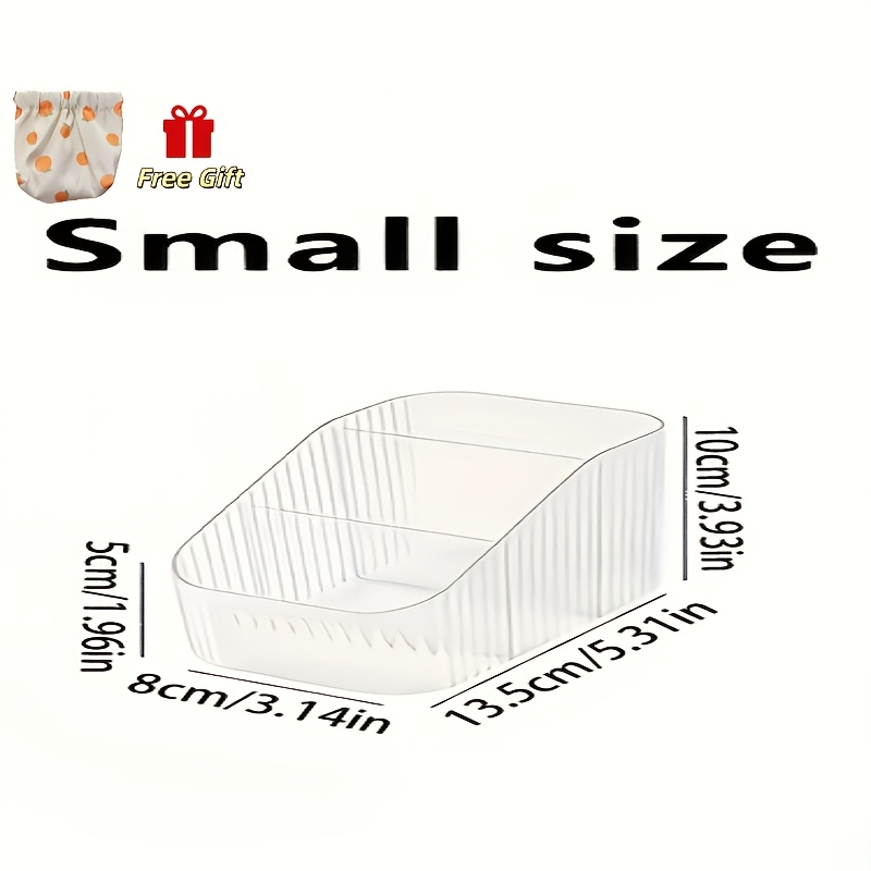 TEMU 2pcs (1pc 3-compartment Transparent Cosmetic And Bathroom Organizer And 1pc Storage Bag) - Freestanding Countertop Storage Box With Partitioned