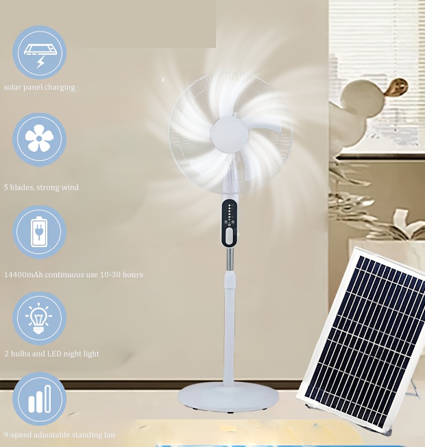 Ventilador solar potente con control remoto