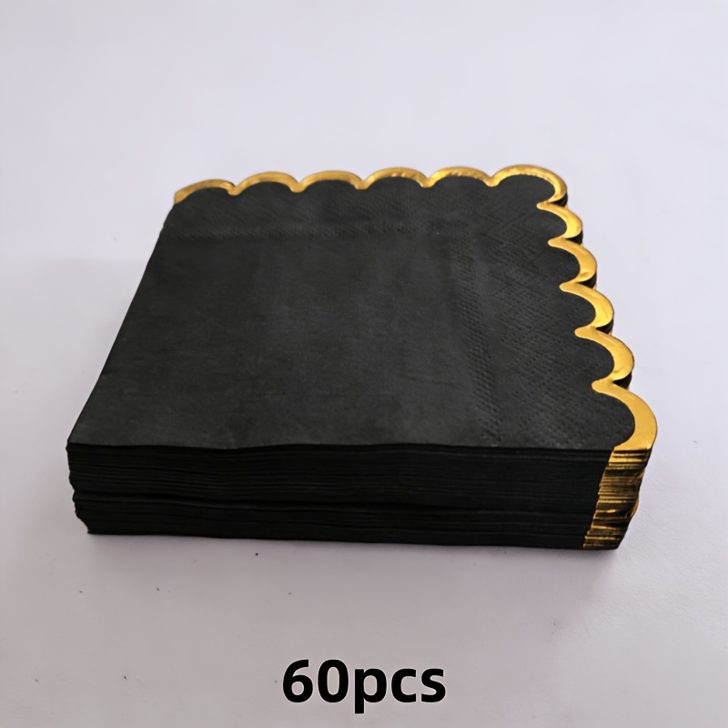TEMU Gold-foiled Wavy Napkins, Light Luxury Texture, Suitable For Parties, Weddings, Afternoon Tea, Restaurants And More, Thickened And Durable,