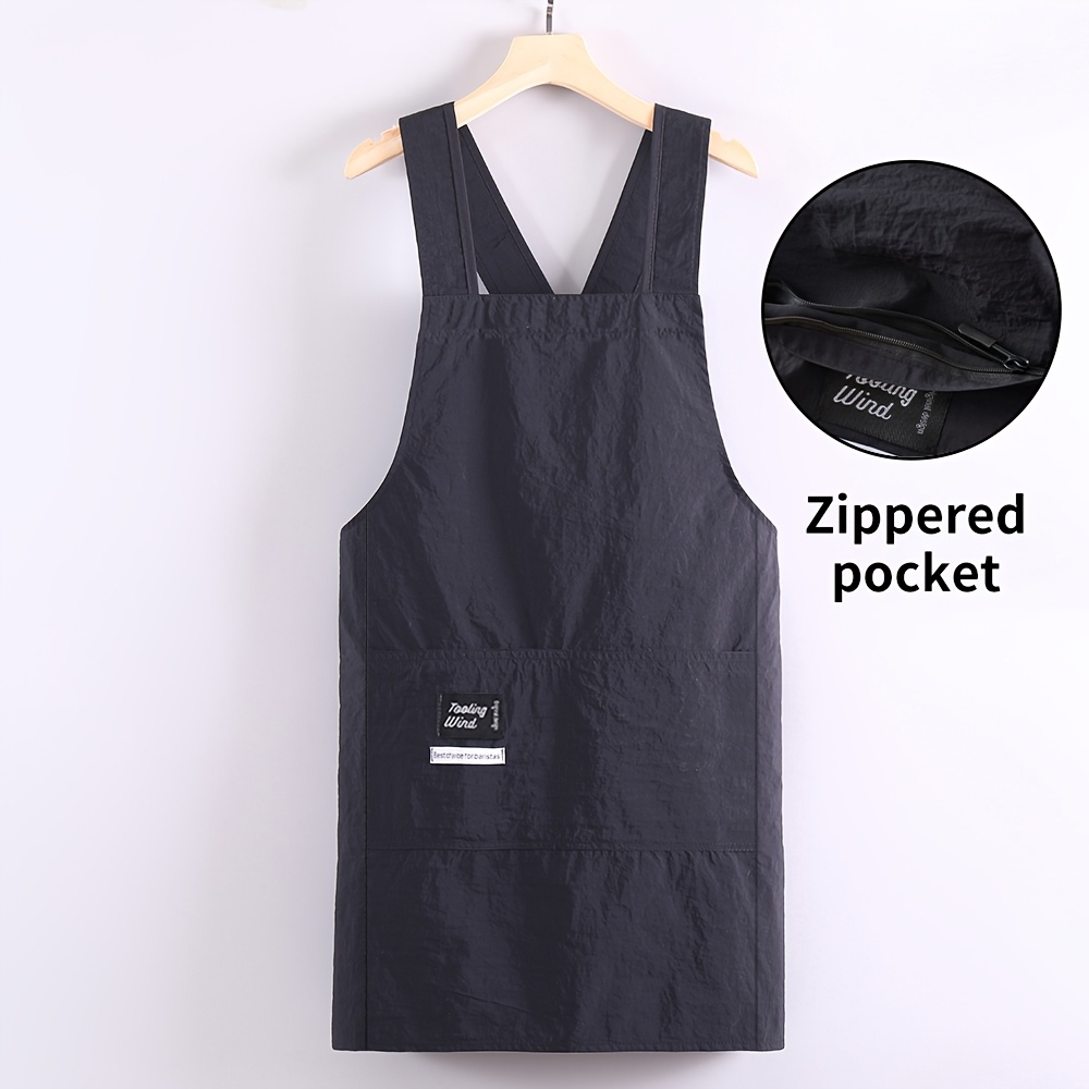 TEMU New Style Cross-body Sleeveless Apron, Easy Home Kitchen Cooking Workwear Catering Special Apron Waist Apron Chef, Zipper