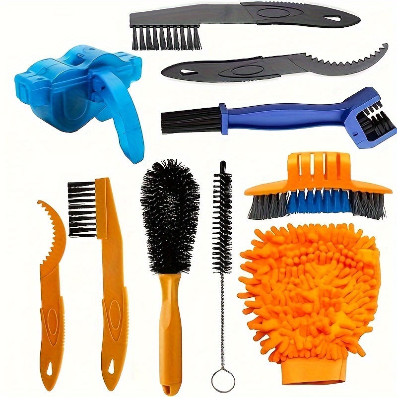 

Bike Cleaning Kit, Chain Cleaner For Mountain & Road Bikes, Maintenance Tools With Large Brush Set, Bike Sprocket Scrubber, Cassette Cleaning Tool, 8.7in Length, Durable Cleaning Accessories