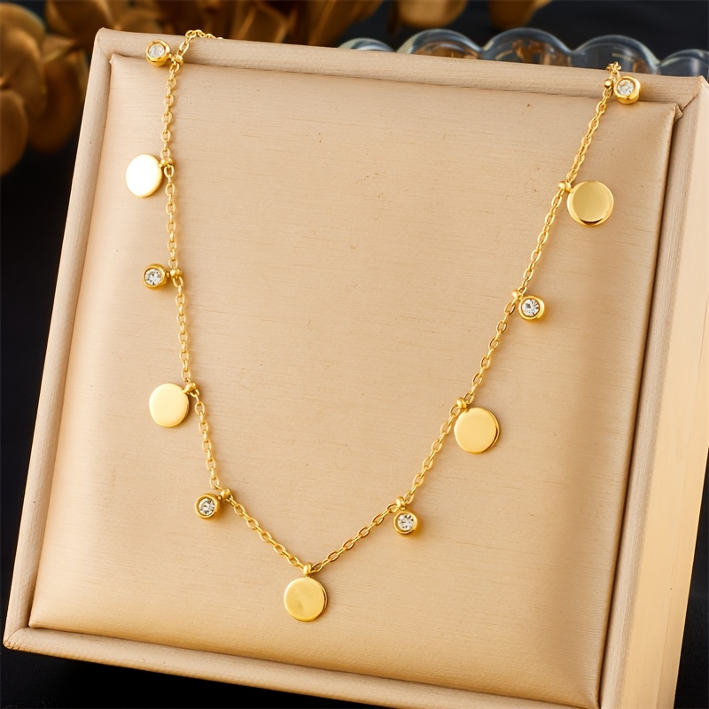 E-shop Goldene Damenhalskette aus 304 Edelstahl, modische trendige runde Marken-Hochwert-Anhänger-Kette, ein besonderes Geschenk für Freunde