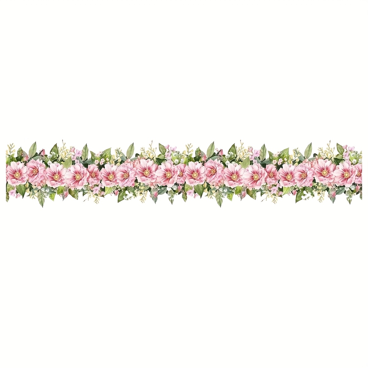1pc Fresh Plant Floral, Waistline Baseboard Wall Sticker For Living Room Bedroom, Home Decor Wall Mural