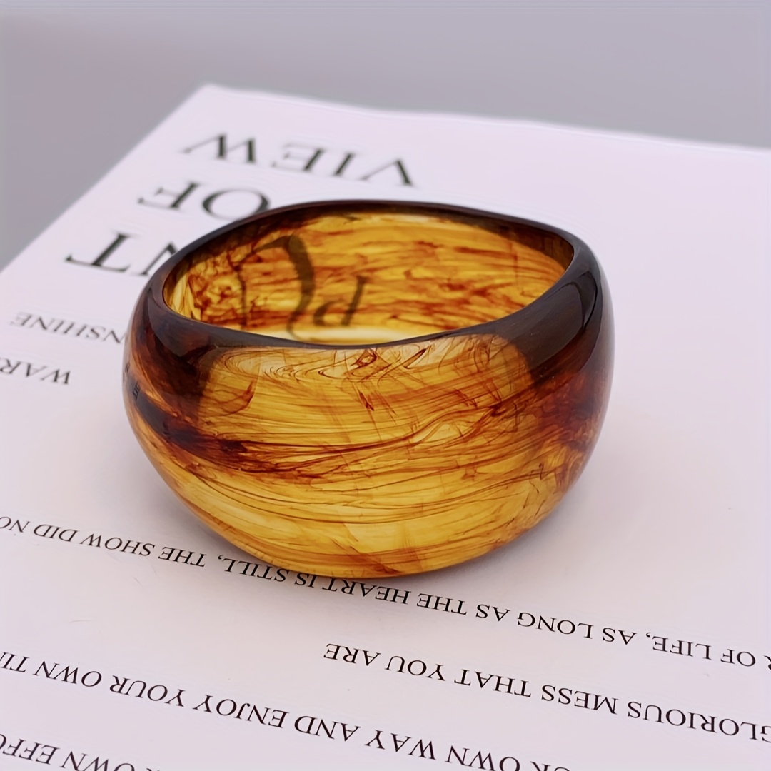 Vibrant Orange Marbled Acrylic Resin Bracelet
