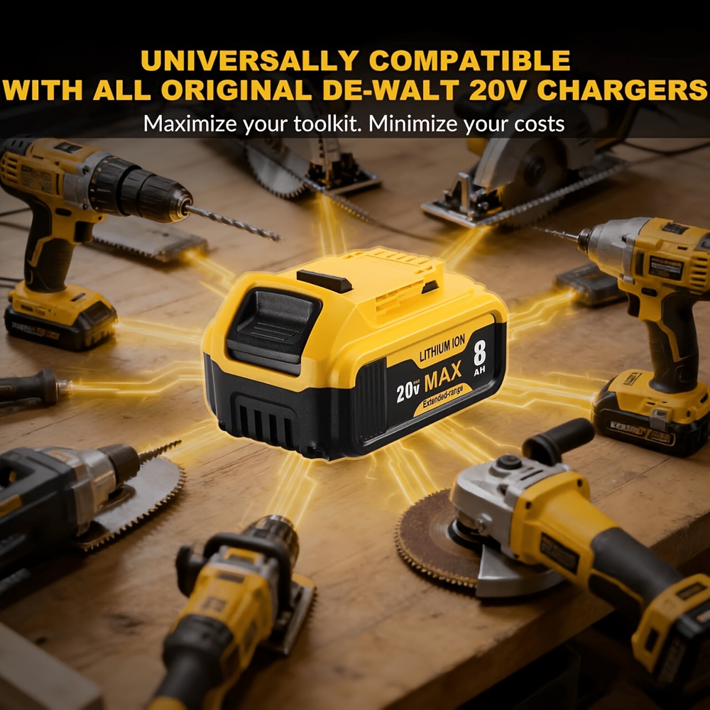 8000mAh 20V MAX Replacement Li-ion Battery for Dewalt Cordless Power Tools DCB208 DCB207 DCB206 and More