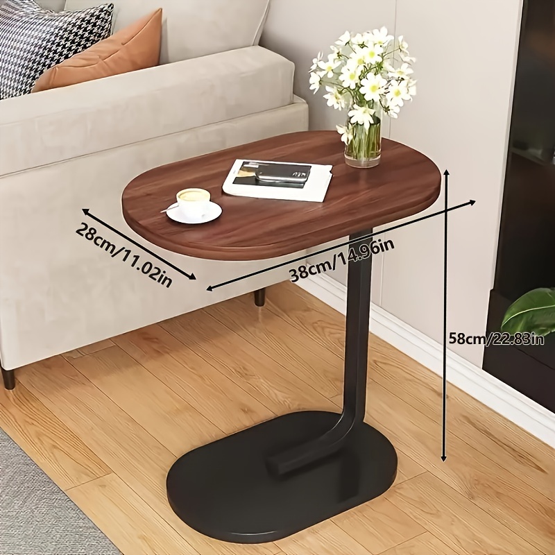 طاولة جانبية خشبية أنيقة على شكل   مع ارتفاع قابل للتعديل - تصميم آرت ديكو حديث، أرجل معدنية قوية لغرفة المعيشة والاستخدام الخارجي التفاصيل 2
