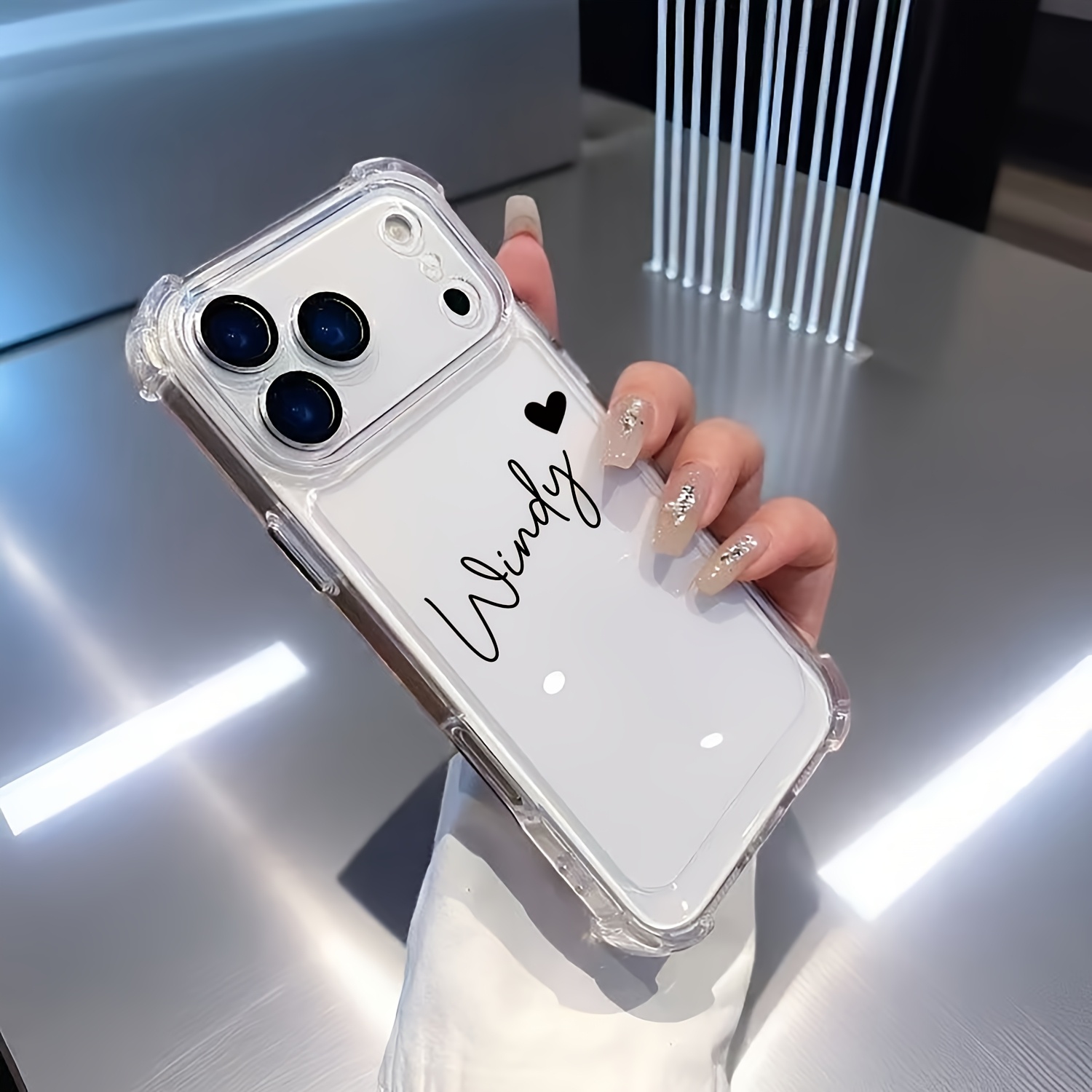 TEMU Custodia per telefono - Custodia antiurto personalizzata con e motivo a cuore compatibile con iPhone 17 16 15 14 13 12 11 Pro Max, pellicola per