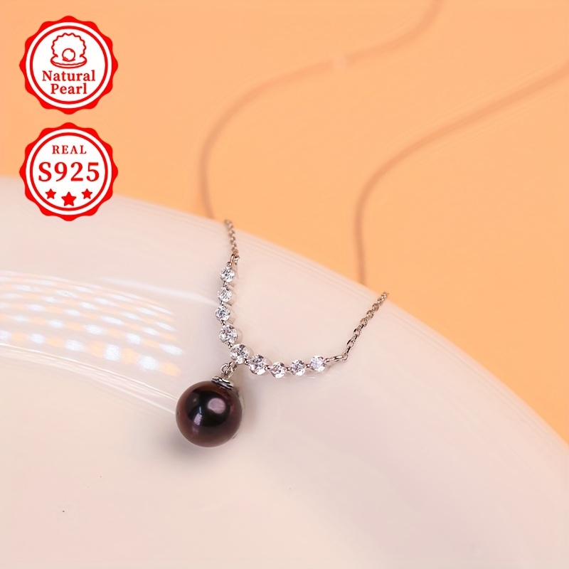 S925 Silver Pearl Necklace with Freshwater Pearl Pendant