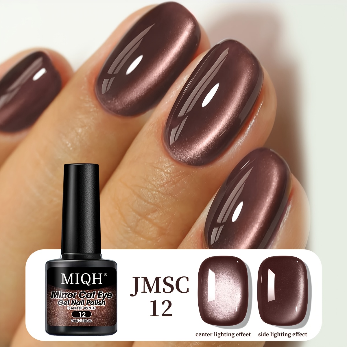 Image of 1pc Miqh Magnetic Cat Eye Gel Polish Suitable For Diy & Salon Use, Magnetic Suitable For Magnetic Nail, Soak-off/led Lamp Required, Long-lasting Polish For Nail, Suitable For Fingernails & Toenails