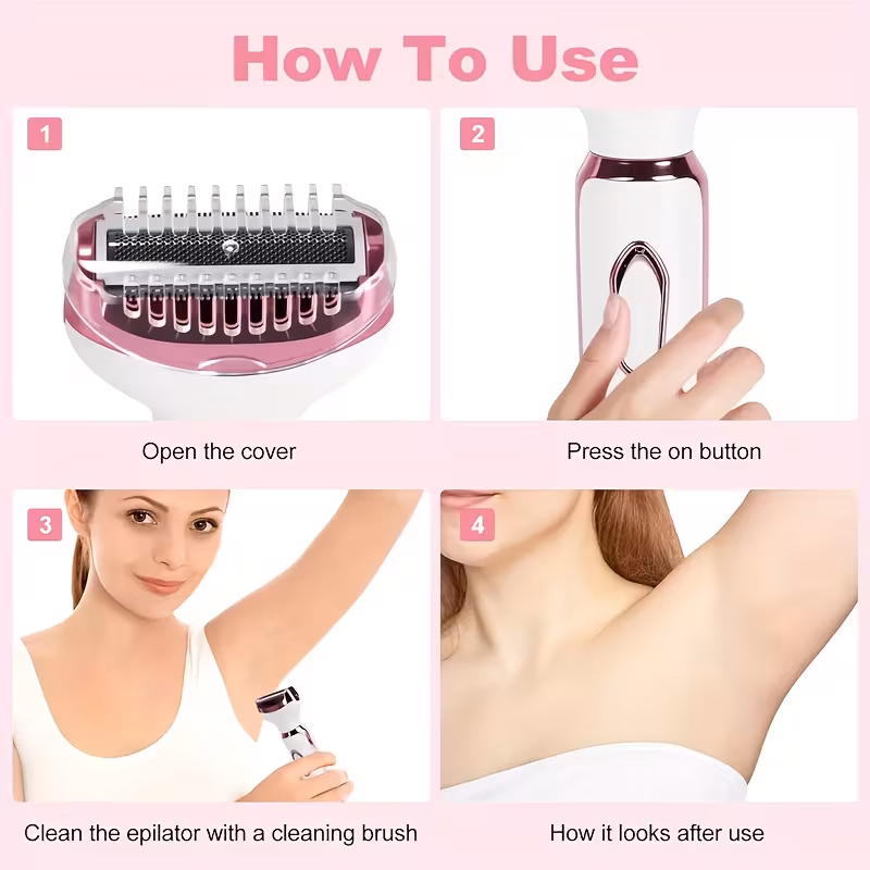 womens electric razor 4 in 1 rechargeable grooming kit lady electric shaver for face nose legs and underarm bikini for women hair razor rechargeable and portable Product details 2