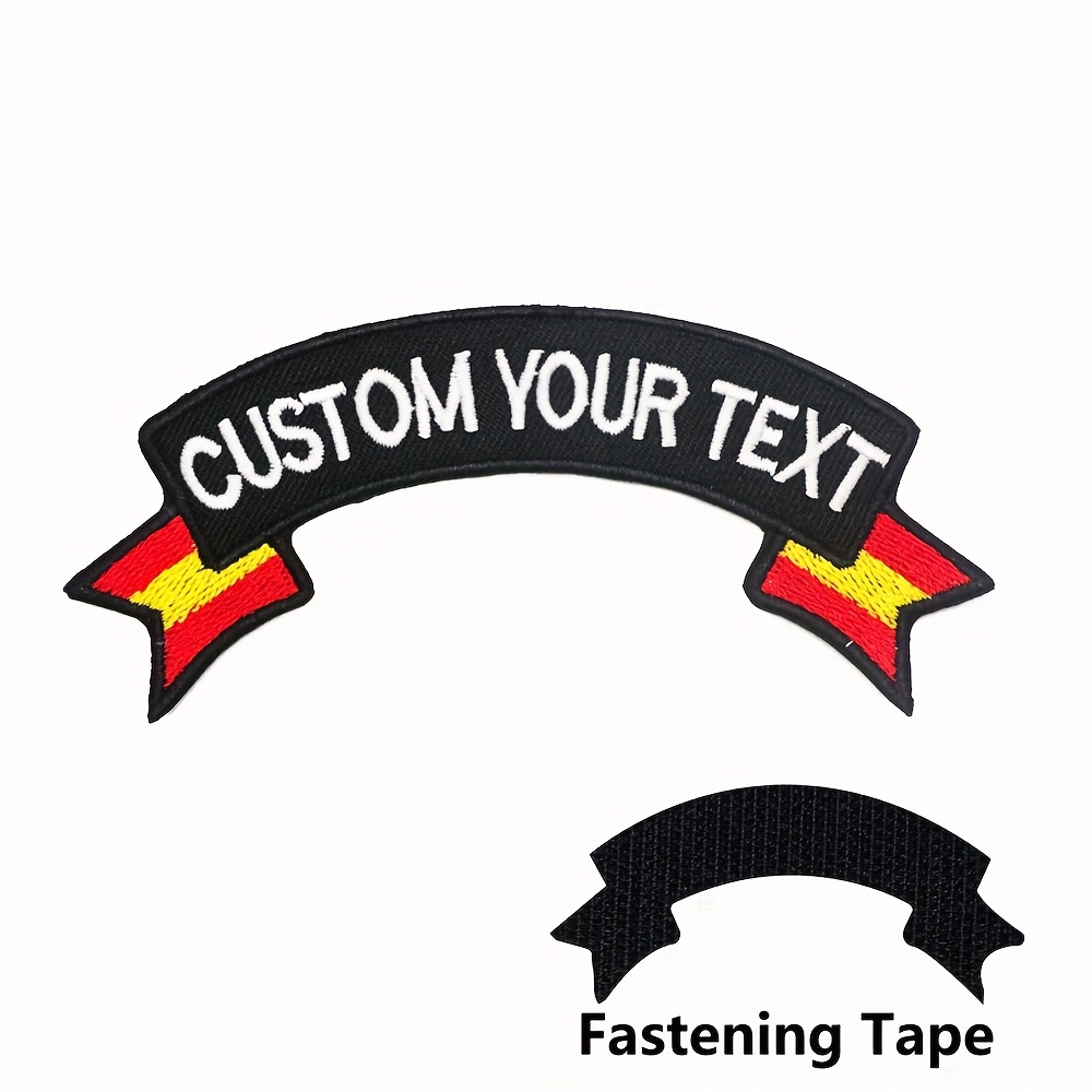 TEMU 1 pieza de parche bordado con forma irregular y texto de personalizado con logo en español, cinta táctica de con y negro con respaldo/respaldo