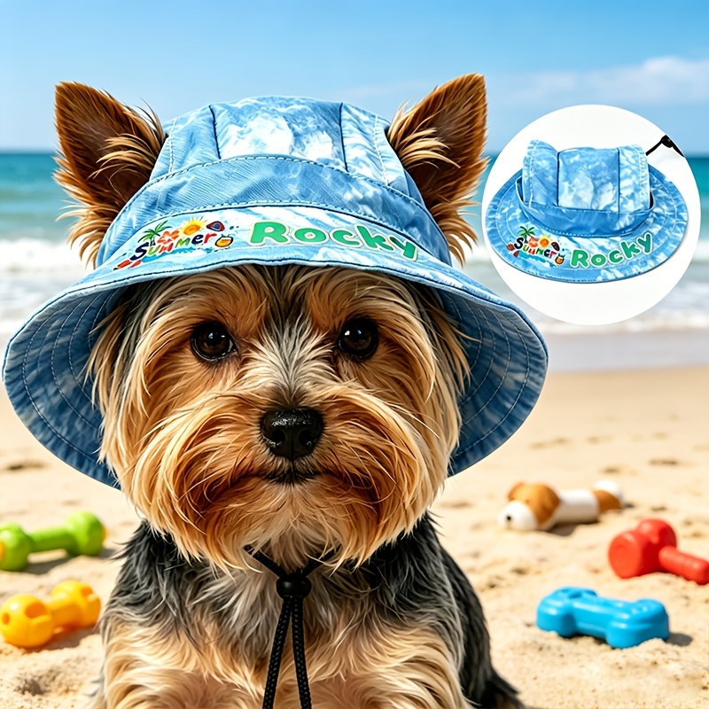 TEMU [5 Colors Available] Pet Ear- Sun Hat, Customizable , , Adjustable Windstring, Breathable And Uv-resistant, Ear-piercing Hole Non-constricting,