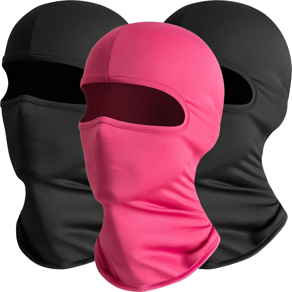 TEMU 3pcs Breathable Balaclava Face Mask, Lightweight Full Face Cover Liner, Neck Gaiter Hood, Windproof Cooling Neck Warmer For Men Women, Cycling,