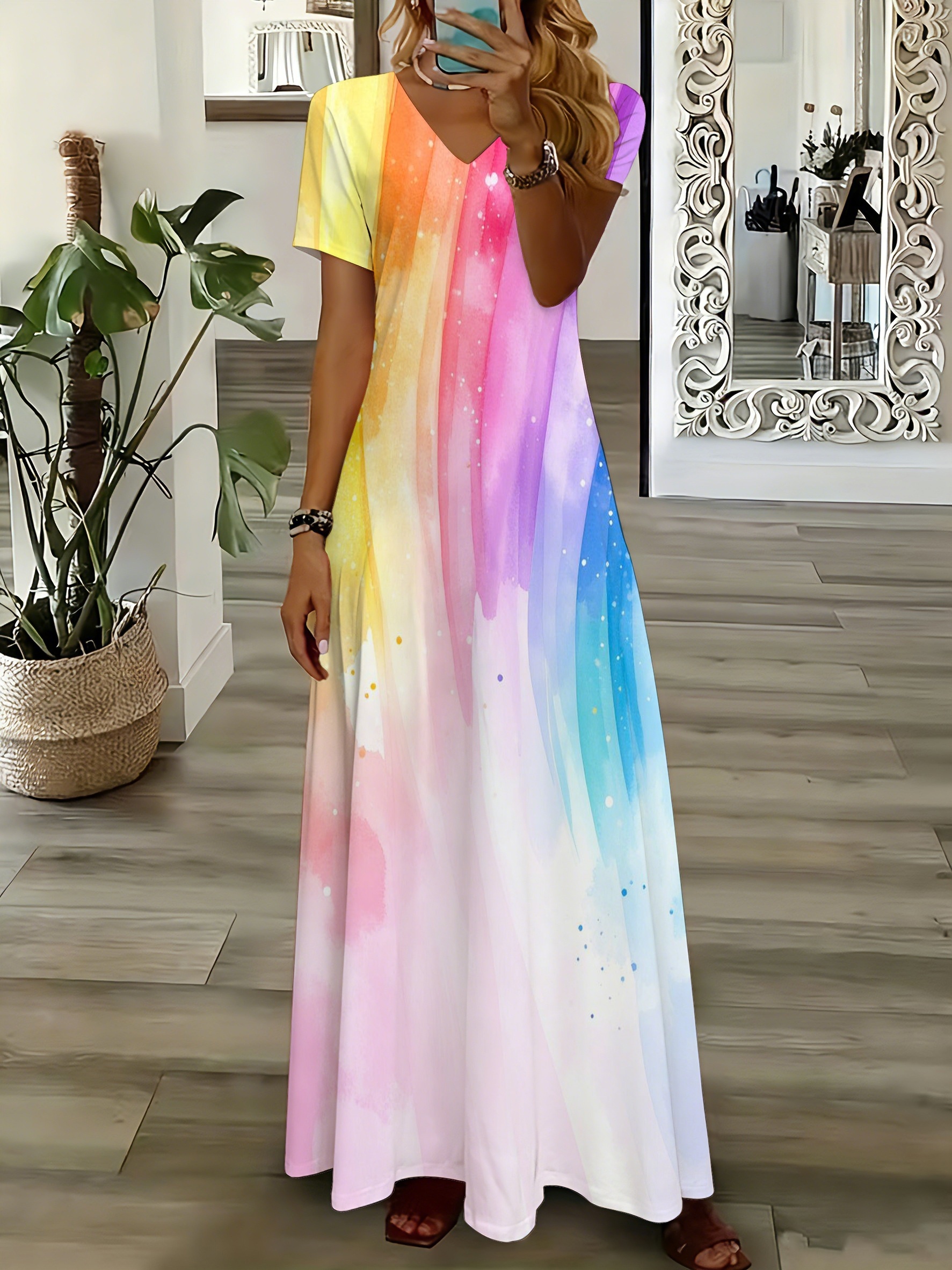 pastel rainbow dress sold on Temu United States