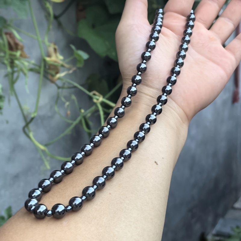 collier en   grise noire   à   de 8   + 4   | longueur de 54 cm/21,25 pouces | design   unisexe | bijoux en perles   pour   de   des diplômes, les fêtes et les festivals (thanksgiving/noël) Détails du produit 1