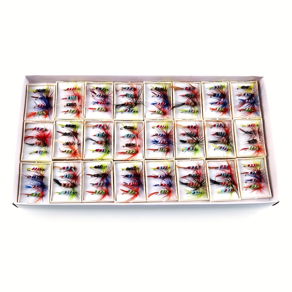 Sougayilang 96pcs Fishing Flies Set, Dry Fly, Scud, Nymph For Trout,  Grayling, Panfish, Carp Lures (Random Color)