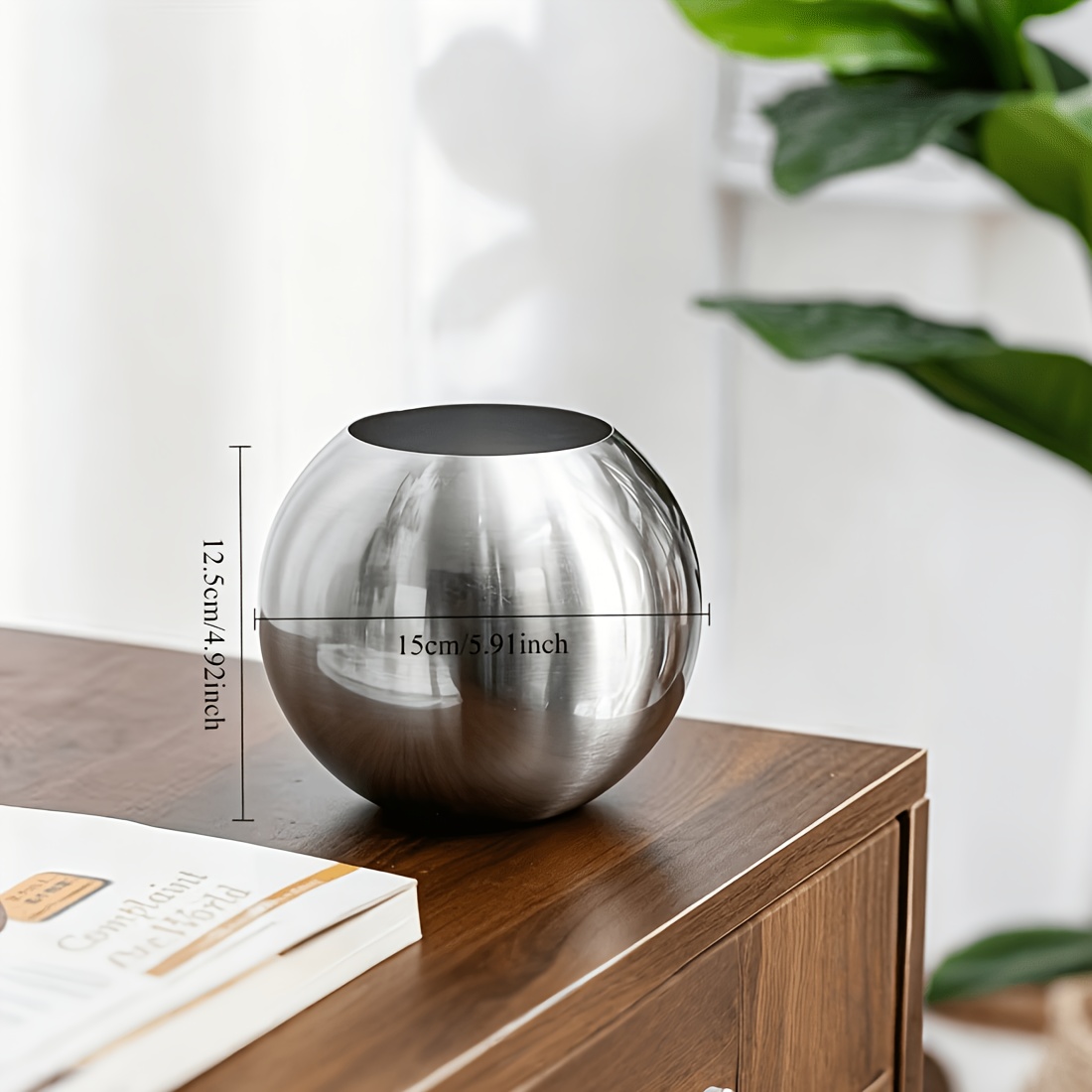 TEMU Elegant Golden Glitter Round Vase – A Modern Light Decor Piece, Suitable For Living Rooms, Bedrooms, And Offices. Made Of Durable Metal, Ideal