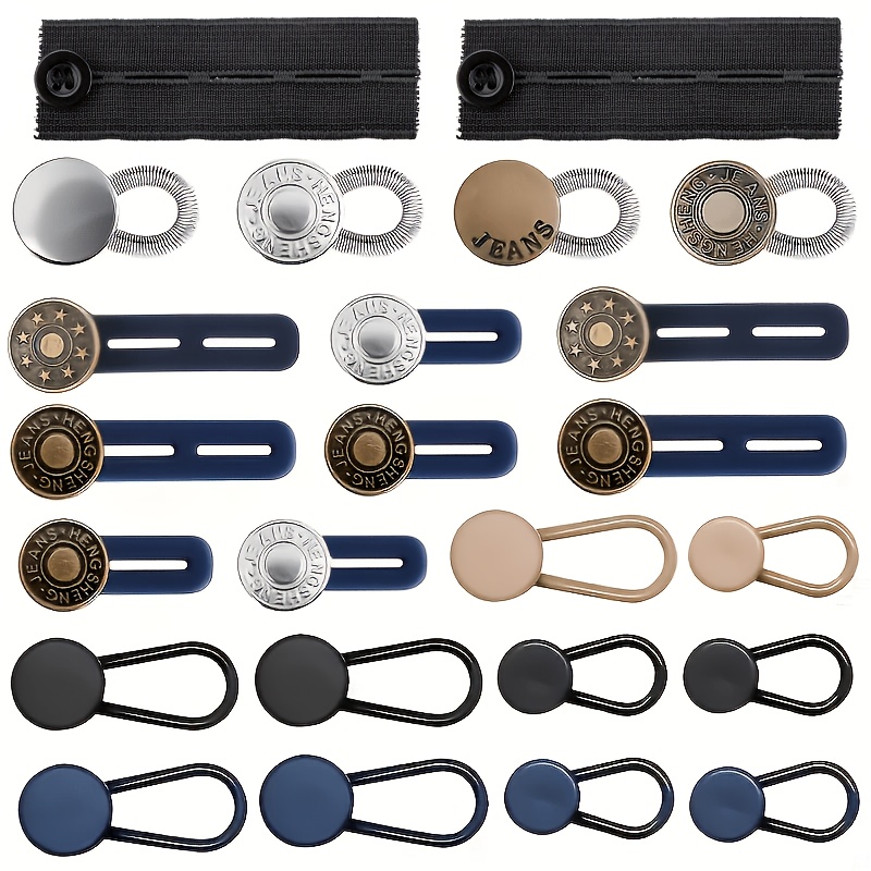 TEMU 24pcs Button Extenders, 6 Sizes Pants Belt Stretchers, Flexible Adjustable Elastic Waistband Extenders, Suitable For Pants, Seamless Invisible