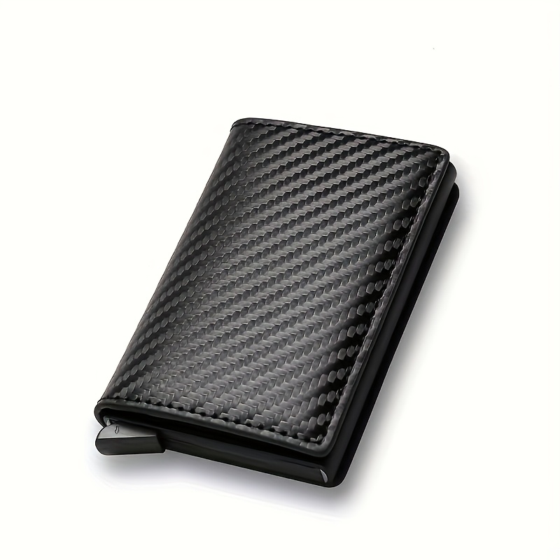 1 Ultra-Thin RFID-Blocking Men'S Wallet - Business-Style Aluminum Alloy Card Holder with Safe Black Faux Leather, Lightweight Multi-Functional Coin Purse for Travel, Camping & Daily Use
