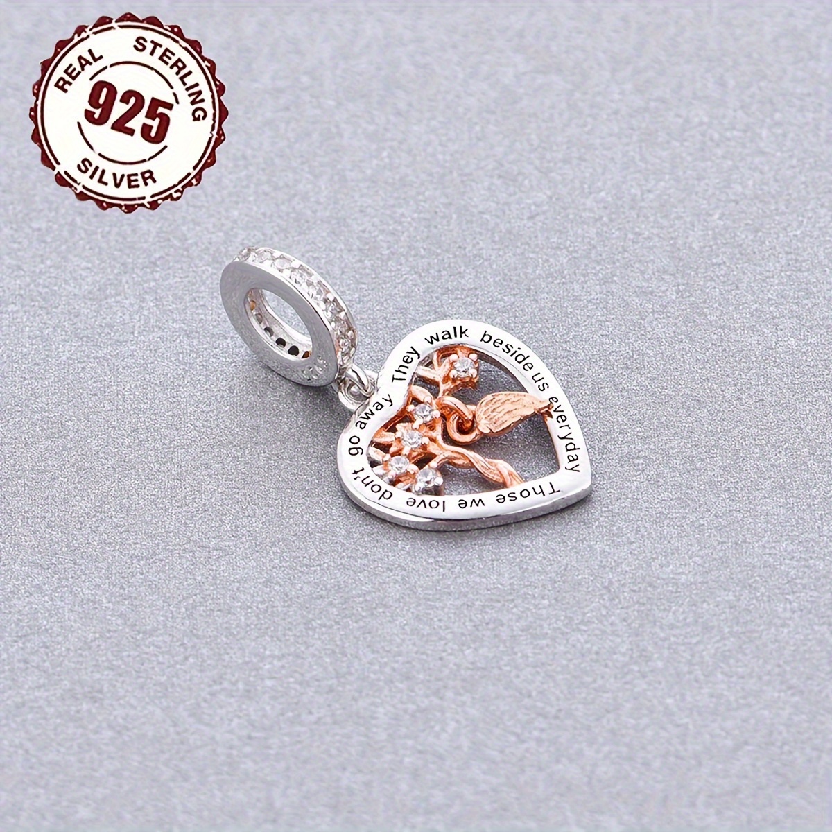 

1pc, Elegant & , 925 Silvery Tree And Heart Shaped Design Pendant For Diy Bracelet & Necklace, Fashion Accessory For , Idea Gift Weight 1.7g