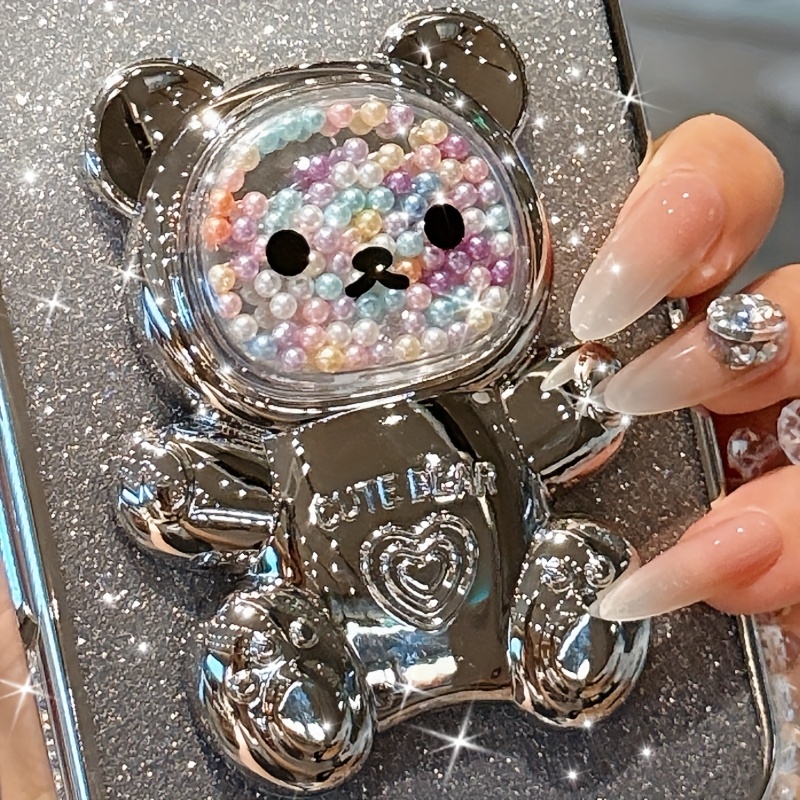 TEMU Nueva para teléfono Pearl Bear con soporte de escritorio y soporte para teléfonos iPhone, Samsung y Xiaomi