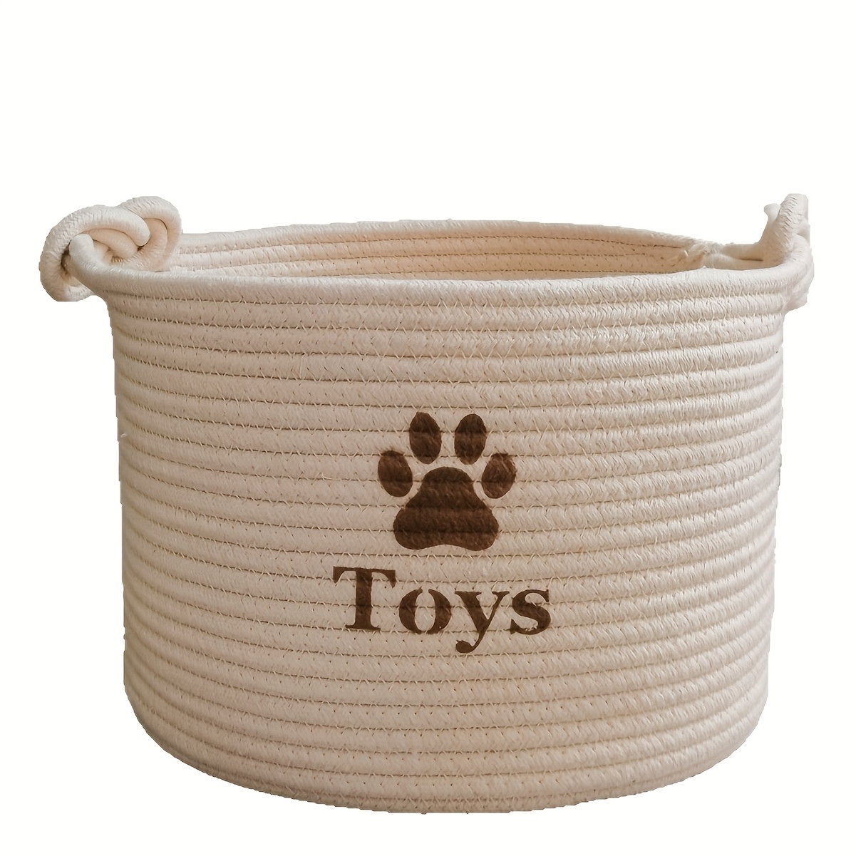 handmade storage basket with cartoon paw print design rustic round wicker style organizer for living room snacks miscellaneous items