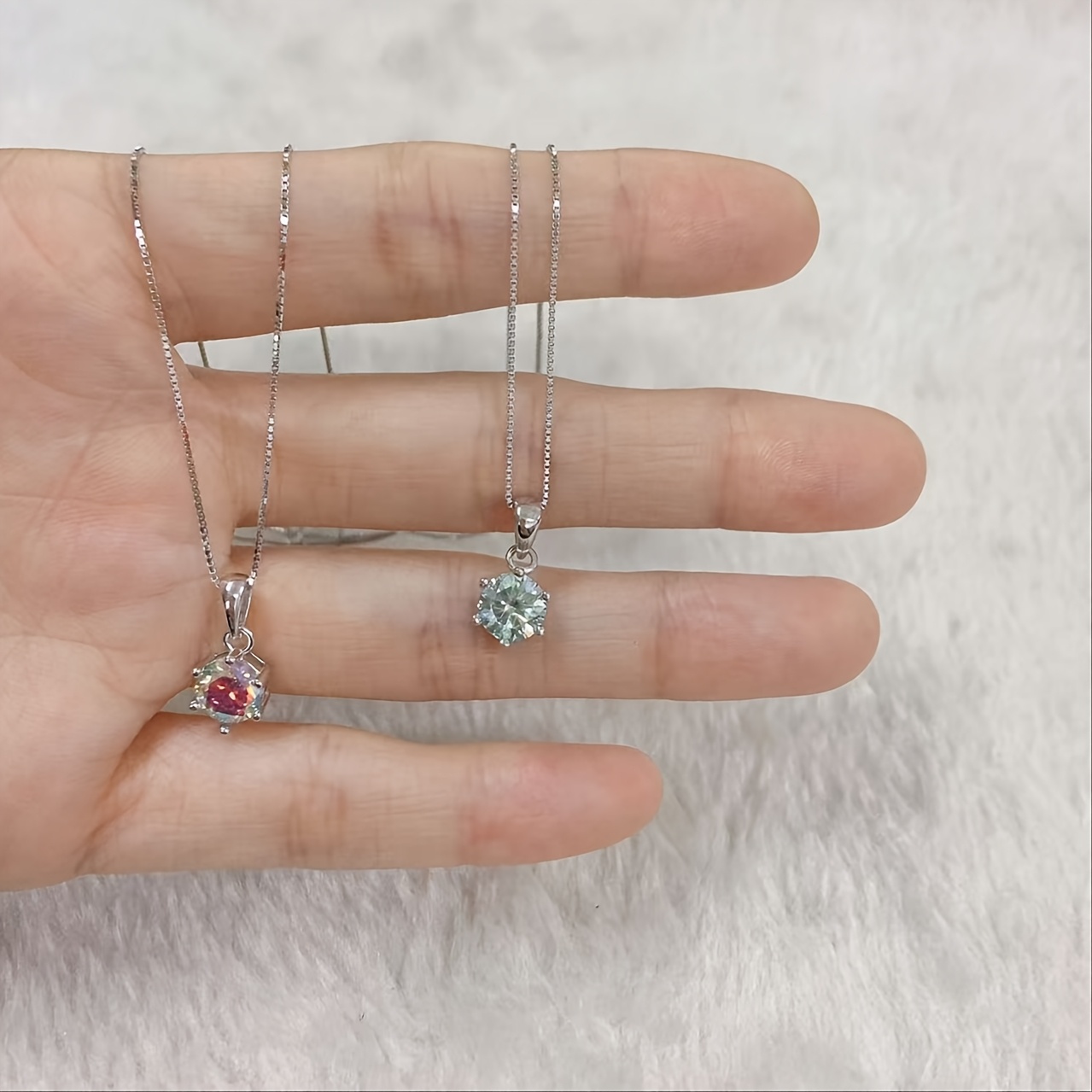 1CT Colored Moissanite Pendant Necklace — 925 Sterling Silver