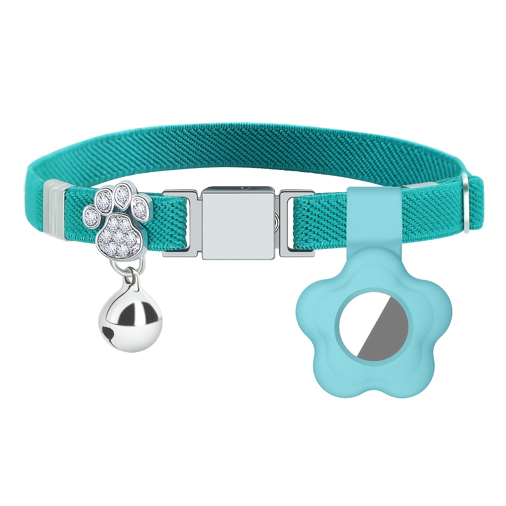 TEMU Personalized And Secure Elastic Cat Collar , Equipped With Airtag Silicone Sleeve, Laser Customized Stretch Kitten Collars For Girls Boys Cats
