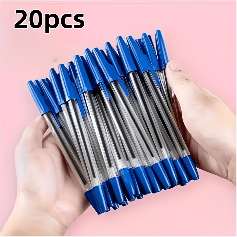20 pack quick drying ballpoint pens     with removable cap medium tip for smooth writing suitable for office and school use ages 14 black red blue