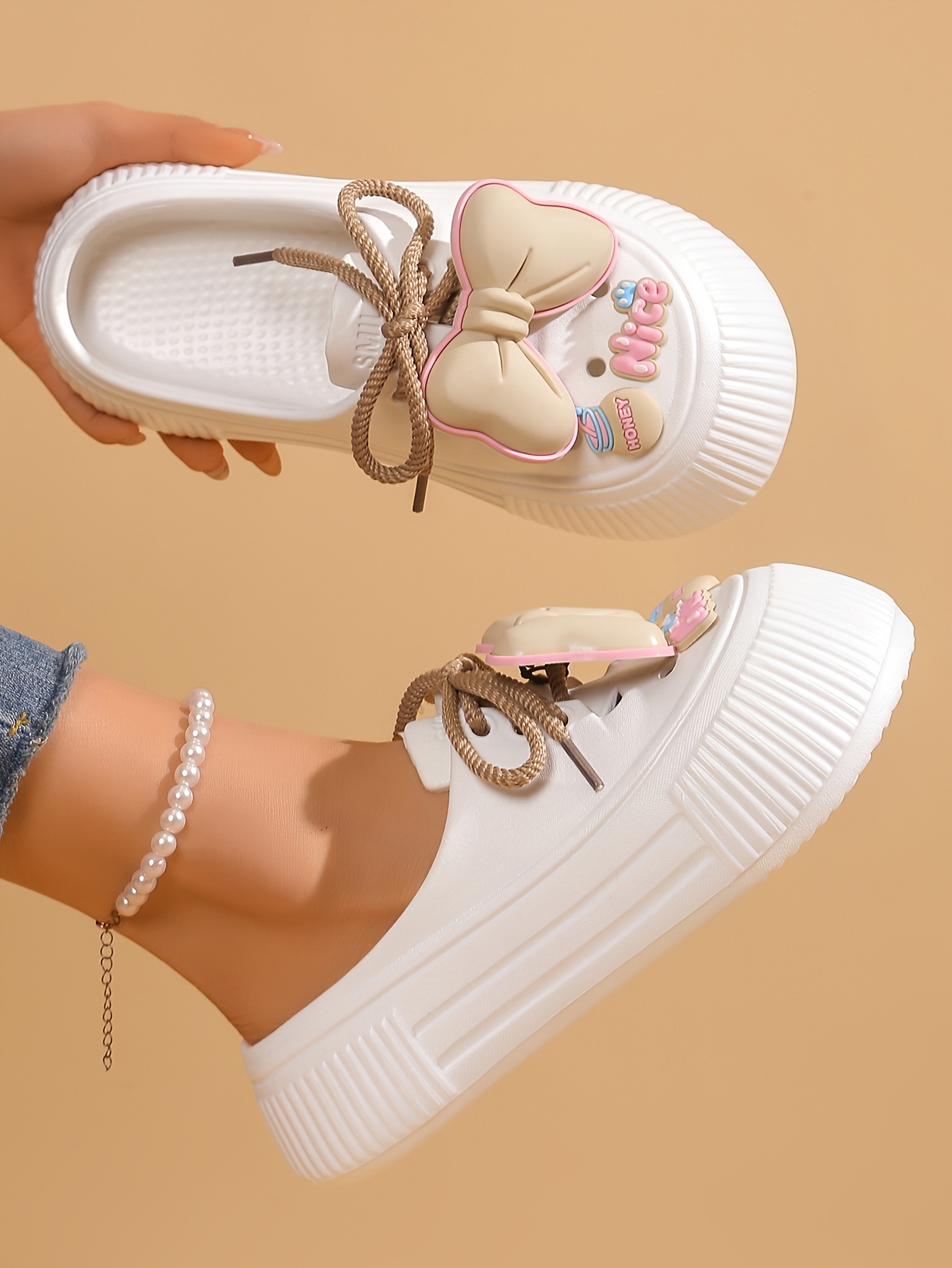 Perfect for Easter Gifts, Essential for Parties, 2025 Summer New Arrival, Japanese and Korean Style Slip-On Non-Slip Women's Sandals with Bow Detailing, Thick Sole Elasticity, Lightweight Breathable, Suitable for Home, Outdoor, Office, and Gatherings