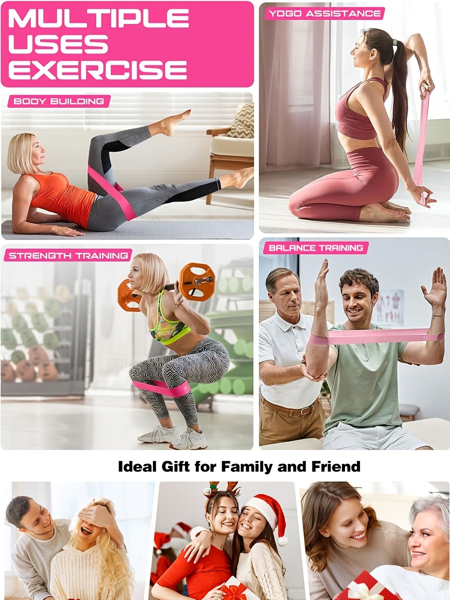 5pcs Resistance Bands Set - Heavy-Duty TPE Exercise Bands with Color-Coded Resistance Levels (Light, Medium, Heavy) - Stackable & Portable for Yoga, Pilates, Gymnastics, Dance - Ideal For Home, Travel, Or Gift - Compatible With Fitness Apps & Workou