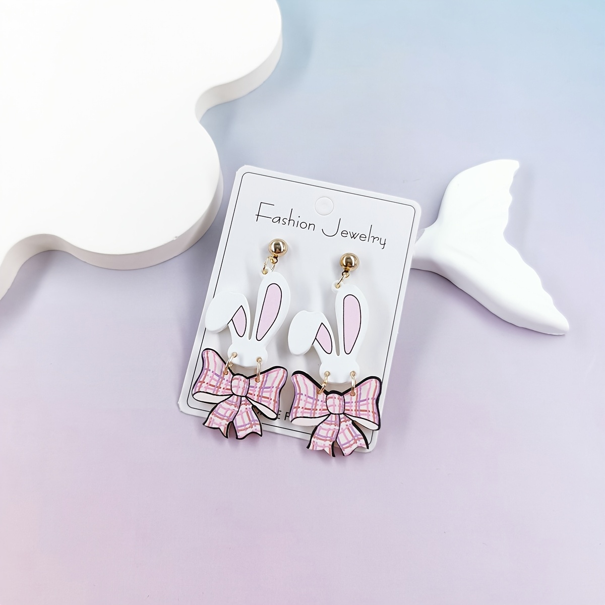 

1 Pair Cute With Bowknot Acrylic Drop Earrings, Stainless Steel Posts, Vintage-inspired Sweet Easter Party Jewelry Gift For Girls, Quirky Earrings