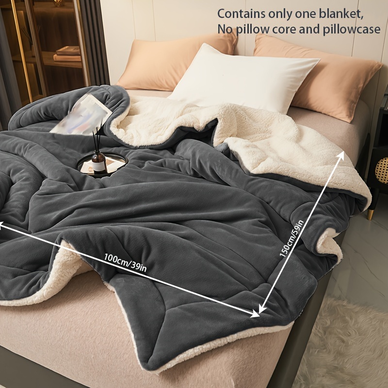 Easy 1pc Old Gray Double-layer Milk Quilting Blanket Casual Throw Blanket Nap Blanket