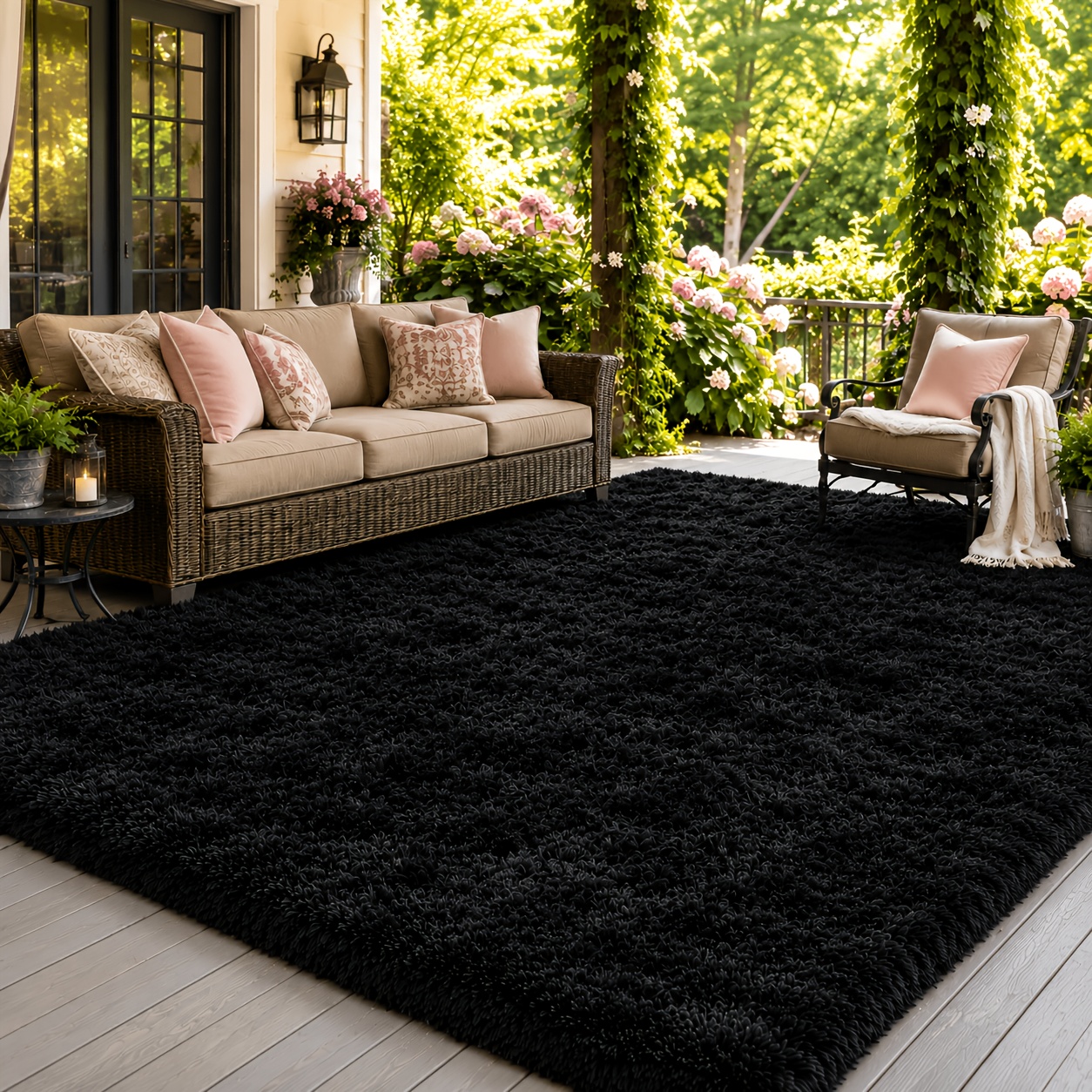 TEMU 1 , Fluffy Long-pile Mat (with Non-slip Backing); A Large Long-pile Mat Suitable For Outdoor Gardens, Patios, Backyards, Living Rooms, Bedrooms,
