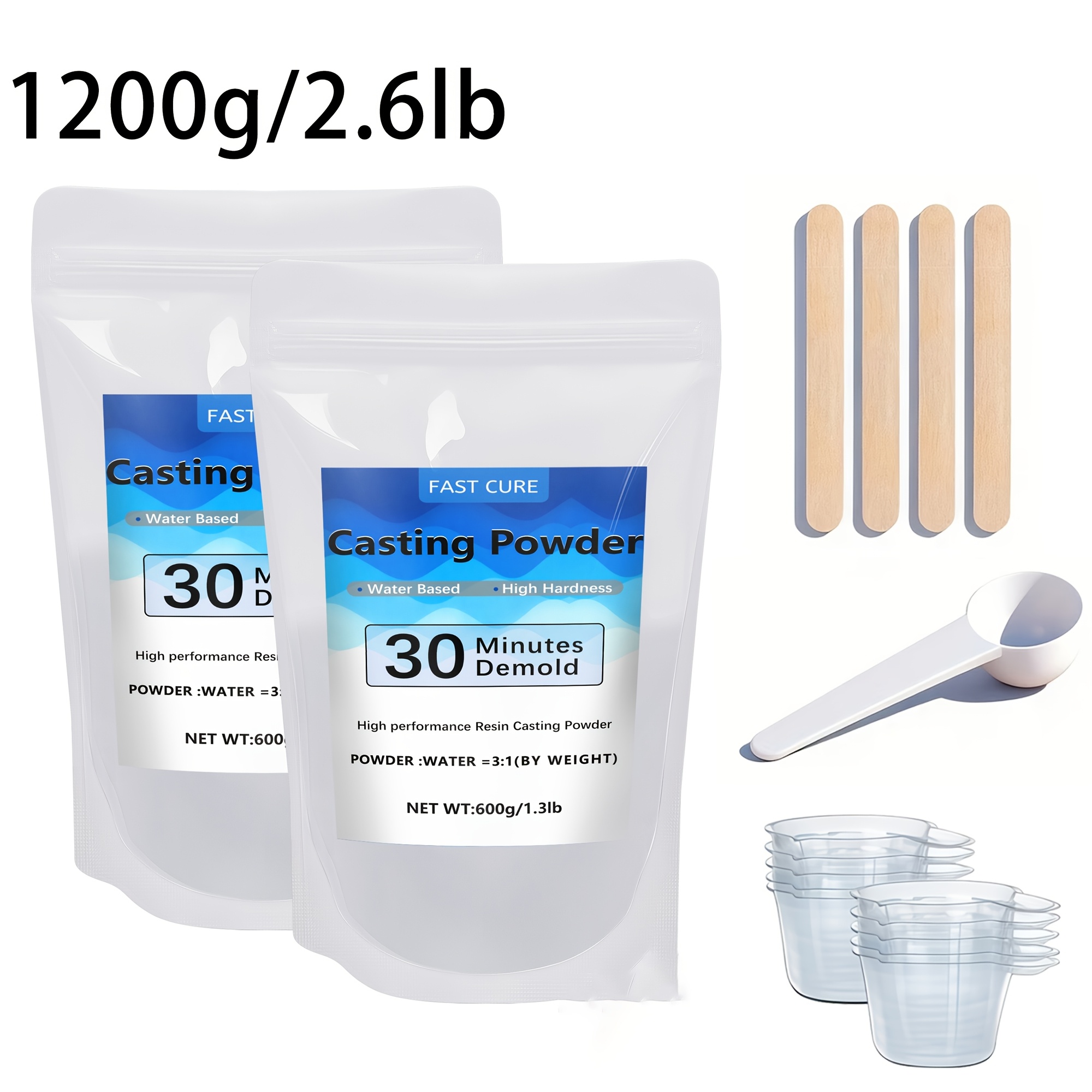 TEMU Plaster Casting Powder, 3kg/1.2kg/600g Mold Making Material High White Plaster, Mold Making Plaster, Craft Mold Material, Jewelry Casting Tool,