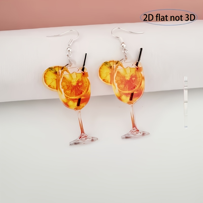 2d Flat - 2d 1 Pair Bohemian Summer Oktoberfest Beer Cup Orange Juice Easy Women's Fashion Drop Earrings Suitable For Vacation Daily All-match