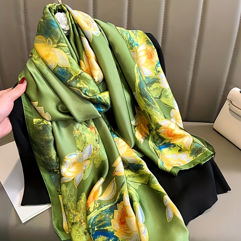 70.8inch*34.5inch Beach Scarf, Fashionable Geometric Colorful Printed Scarf With Flower Straps And Chain